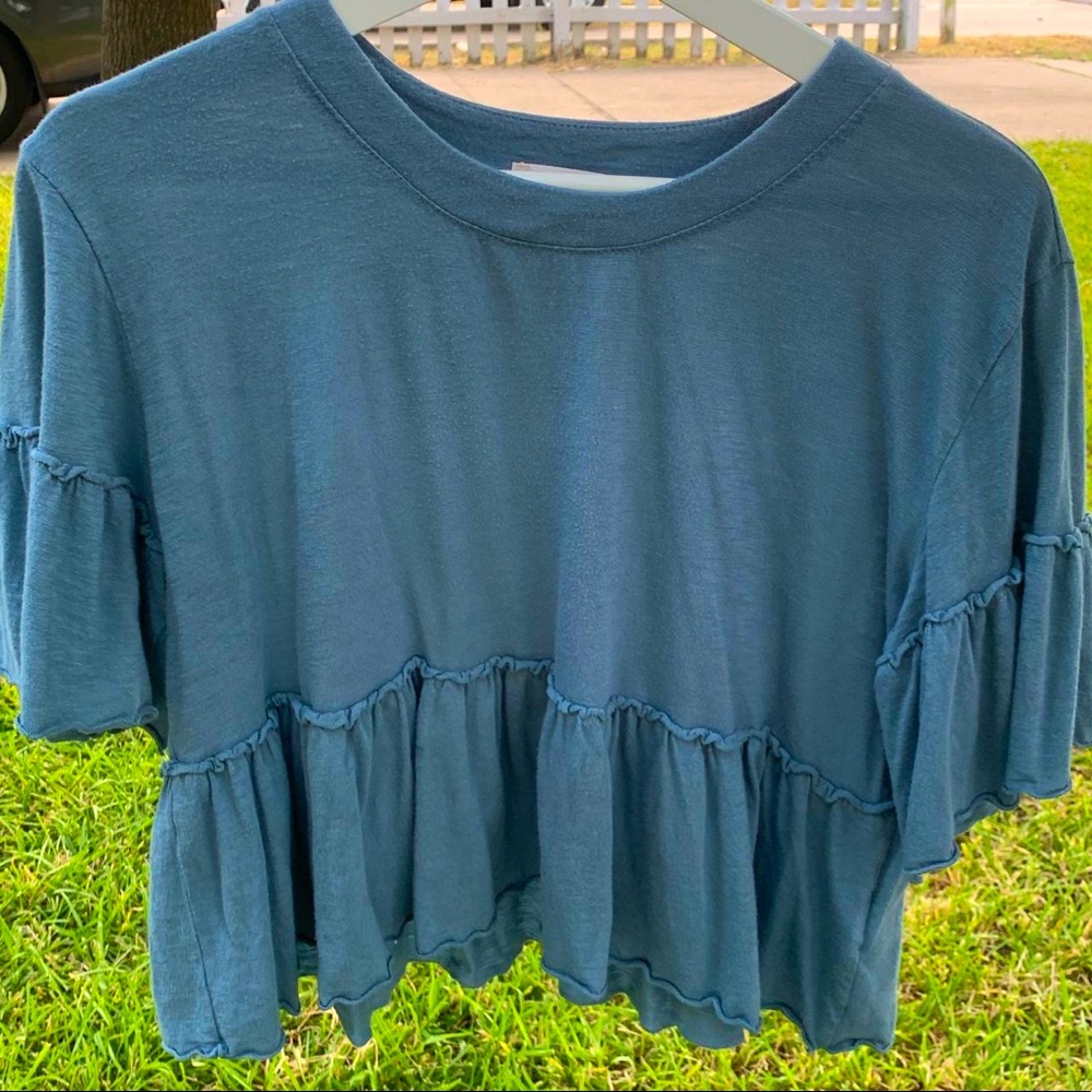 Womens altar’d state blue flowy top